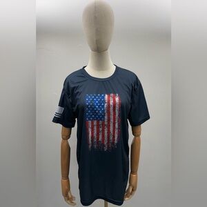 American Flag Graphic Tee Women XXL Navy Blue Patriotic T-Shirt USA Print Casual